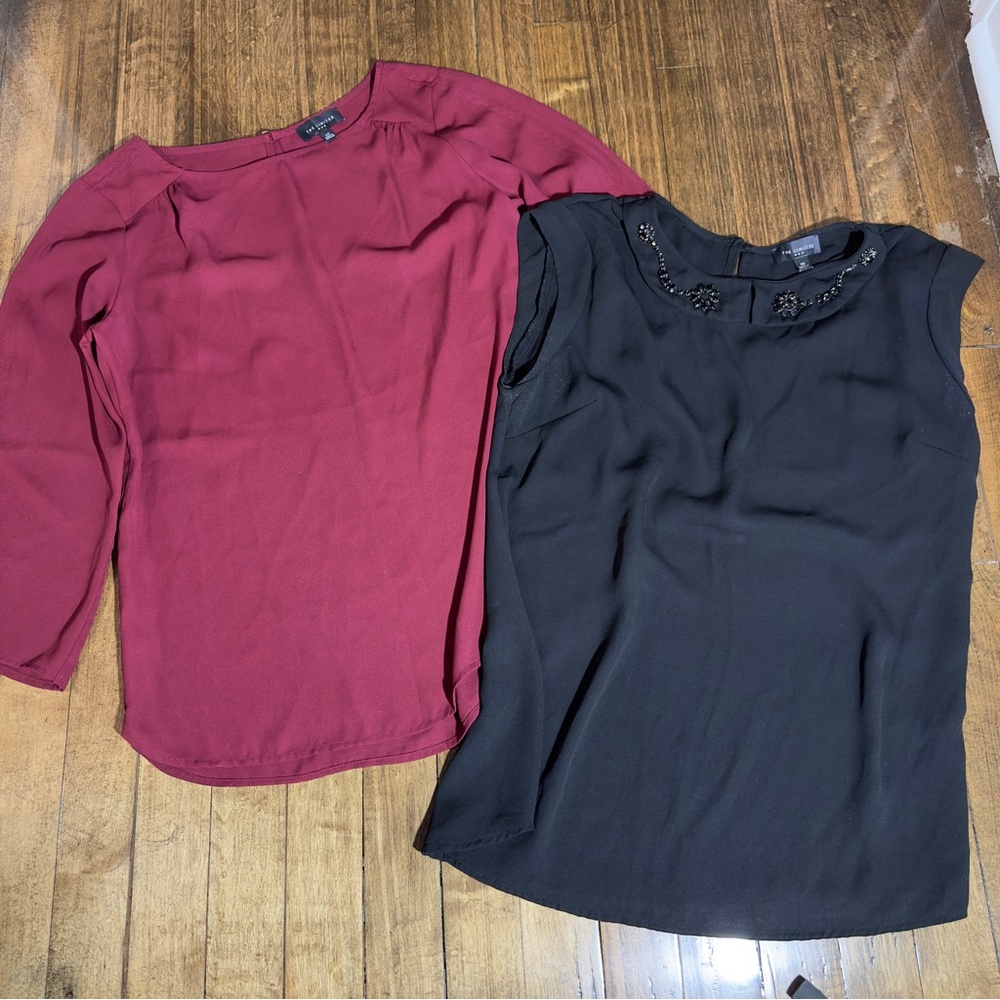 The Limited Womens Maroon Red Black Work Dress Up Blouse Tops Size XS Lot Of 2